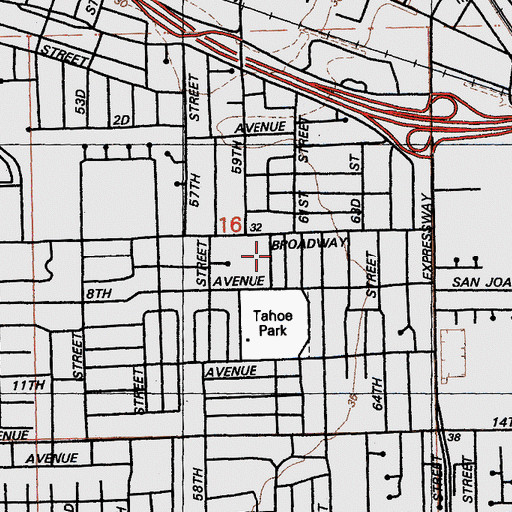 Topographic Map of Tahoe Elementary School, CA
