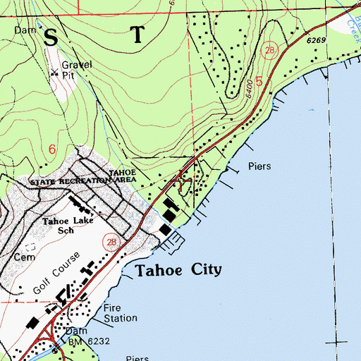 Topographic Map of Tahoe State Recreation Area, CA