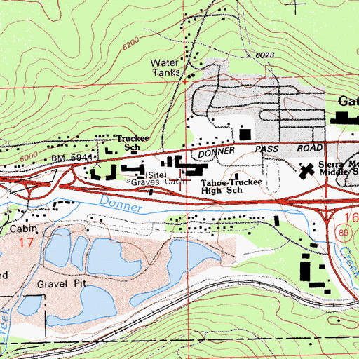 Topographic Map of Tahoe - Truckee High School, CA