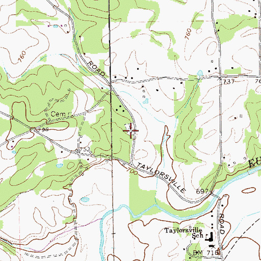 Topographic Map of Old Salem Graveyard, GA