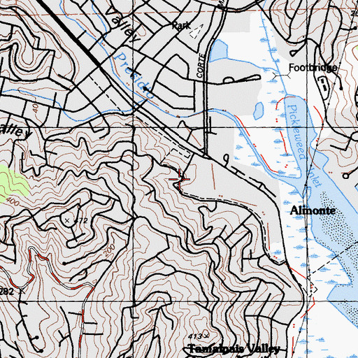 Topographic Map of Tamalpais High School, CA