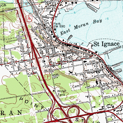 Topographic Map of Glen Memorial Baptist Church, MI