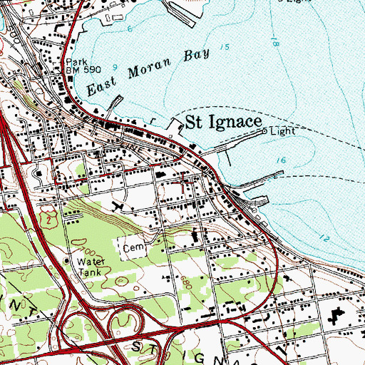 Topographic Map of Saint Ignatius Loyola Church, MI