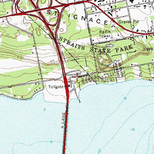 Topographic Map of Saint Ignatius Welcome Center, MI