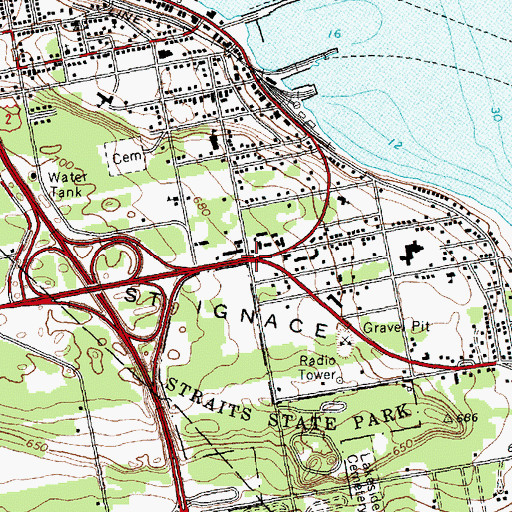 Topographic Map of Saint Ignace/Mackinac Island KOA Campgrounds, MI