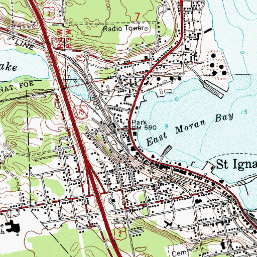 Topographic Map of Saint Ignace Mission Historical Marker, MI