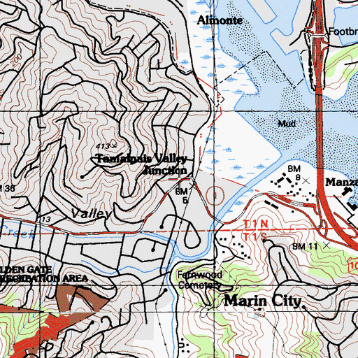 Topographic Map of Tamalpais Valley Junction, CA