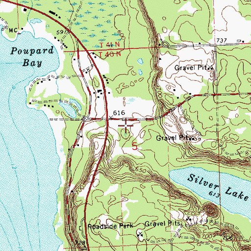 Topographic Map of Silver Mountain Downhill Ski/Tubing Hill, MI