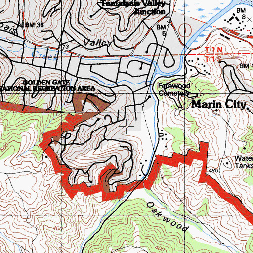 Topographic Map of Tamalpais Valley Elementary School, CA