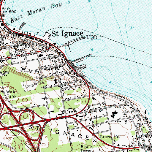 Topographic Map of Saint Ignace Post Office, MI