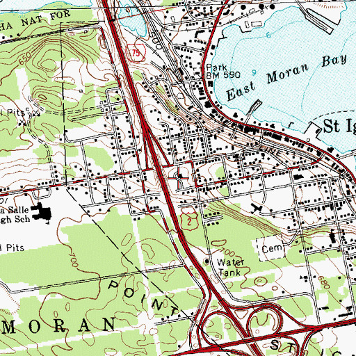 Topographic Map of Mackinac County Courthouse, MI