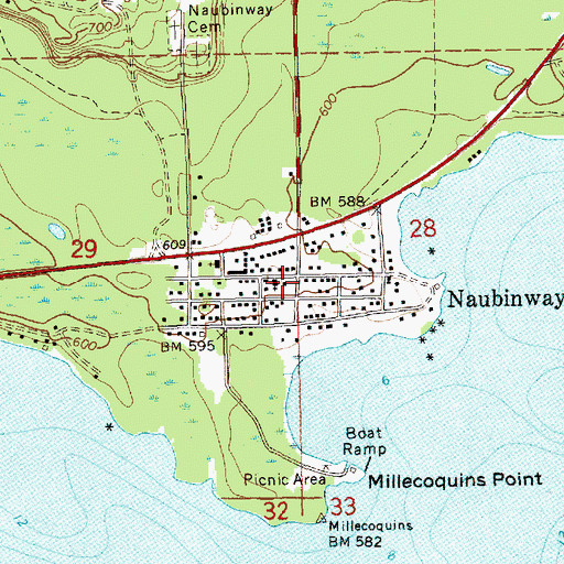 Topographic Map of Naubinway Christian Fellowship, MI
