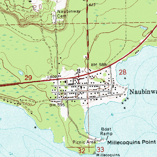 Topographic Map of Naubinway Post Office, MI