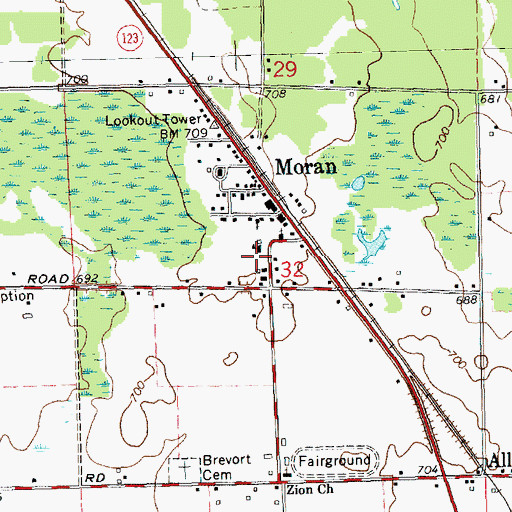 Topographic Map of Brevort Township Community Recreation Area, MI