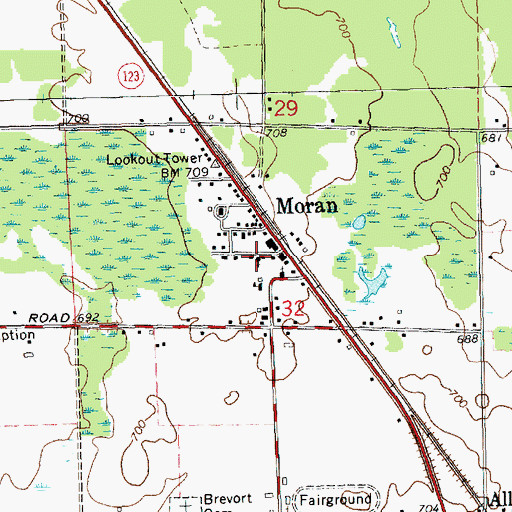 Topographic Map of Trinity Lutheran Church, MI