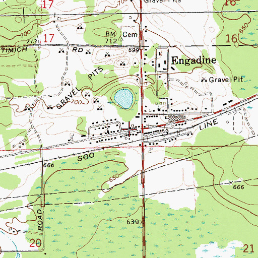 Topographic Map of Engadine Post Office, MI