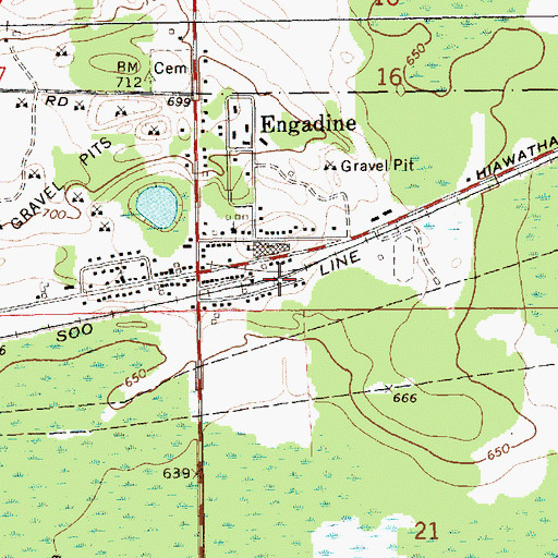 Topographic Map of Engadine Station, MI