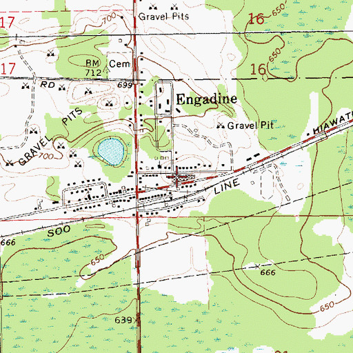 Topographic Map of Engadine Consolidated Schools, MI