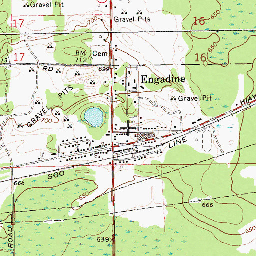 Topographic Map of Engadine United Methodist Church, MI