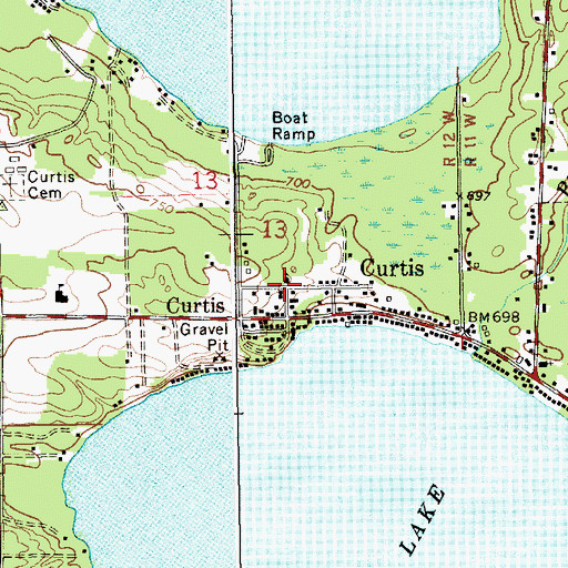 Topographic Map of Curtis Baptist Church, MI