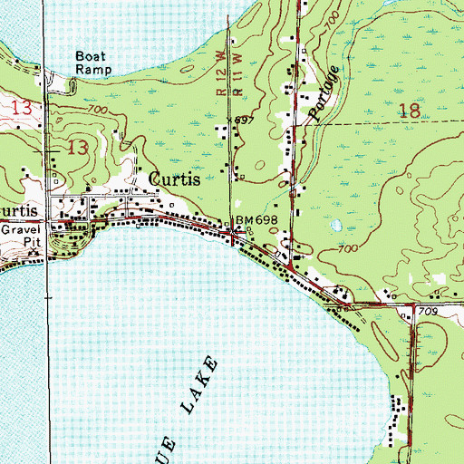 Topographic Map of Curtis Post Office, MI
