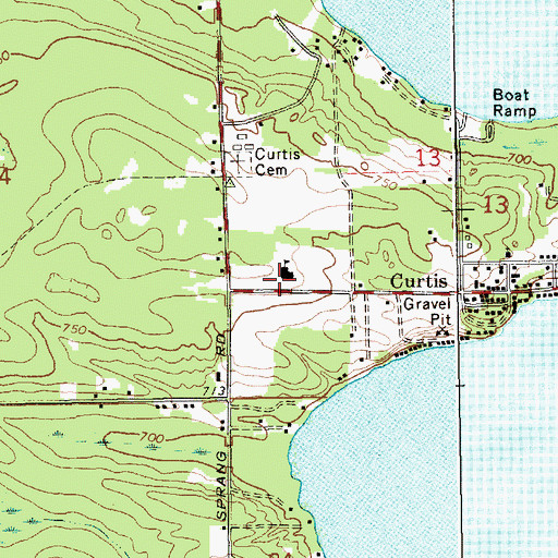 Topographic Map of Curtis Elementary School, MI