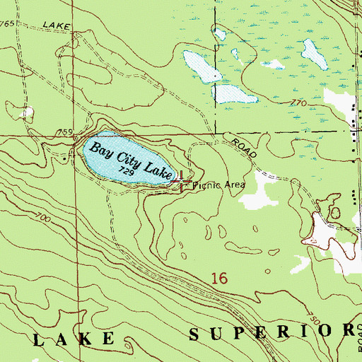 Topographic Map of Bay City Lake Campground, MI