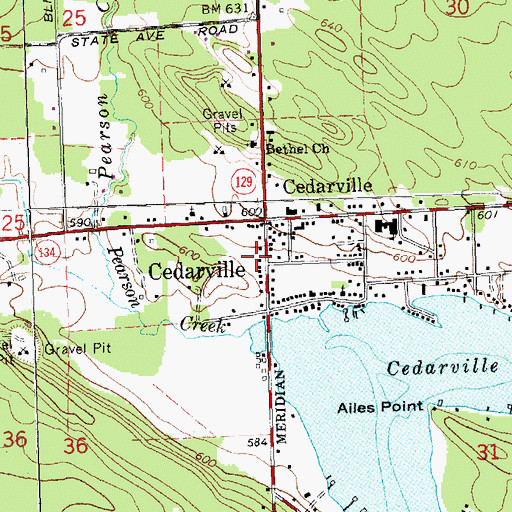 Topographic Map of Cedarville Post Office, MI