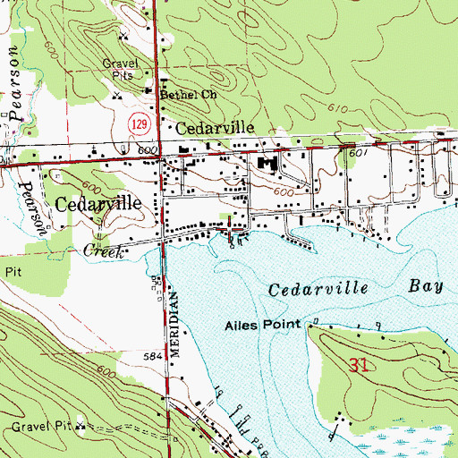 Topographic Map of First Union Church, MI