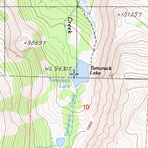 Topographic Map of Tamarack Lake, CA