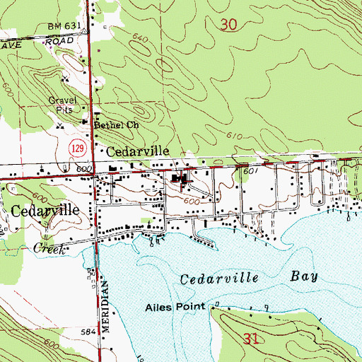 Topographic Map of Les Cheneaux Community School, MI