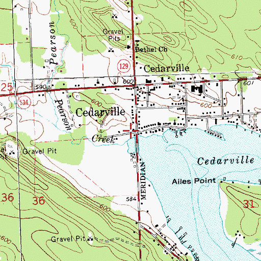 Topographic Map of Clark Township Volunteer Fire Department, MI