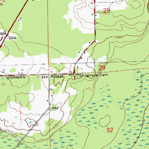 Topographic Map of Carp River Cemetery, MI