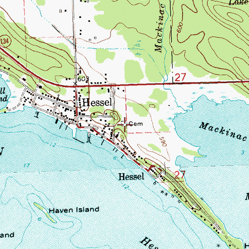 Topographic Map of Father Marquette's Cemetery, MI