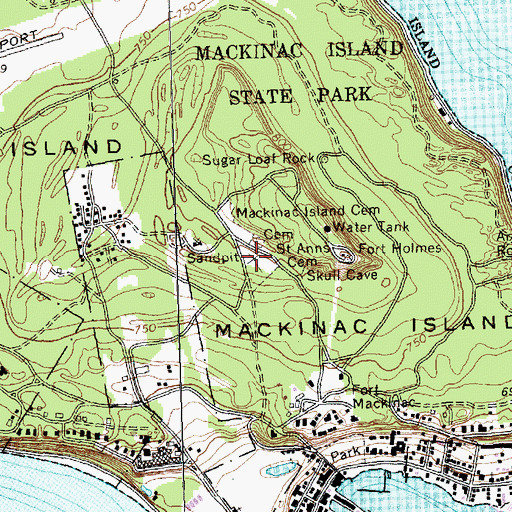 Topographic Map of Fort Mackinac Post Cemetery, MI