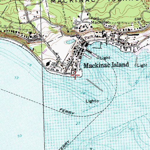 Topographic Map of Mackinac Island Public Library, MI