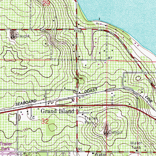 Topographic Map of Grand Island Cemetery, FL