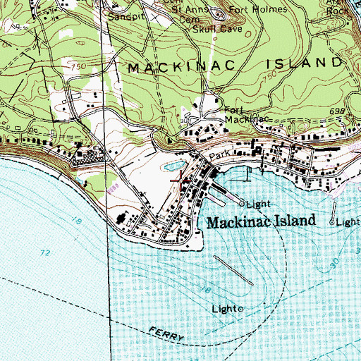 Topographic Map of Mackinac Island City Building, MI