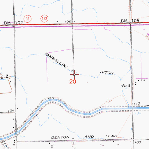 Topographic Map of Tambellini Ditch, CA