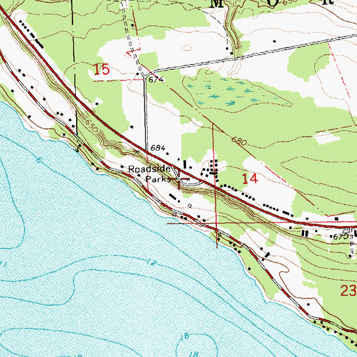Topographic Map of Across the Peninsula Historical Marker, MI