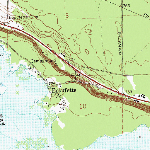 Topographic Map of Epoufette Historical Marker, MI