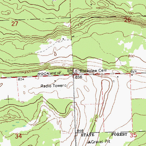 Topographic Map of North Hills Baptist Church, MI
