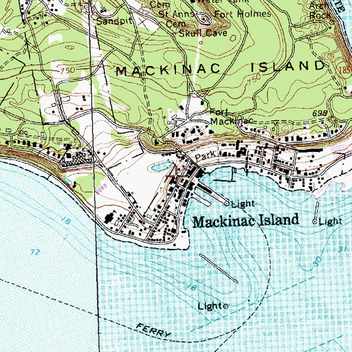 Topographic Map of Mackinac Island Post Office, MI