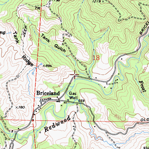 Topographic Map of Tank Gulch, CA