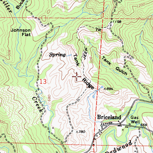 Topographic Map of Tank Ridge, CA