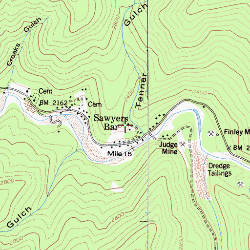 Topographic Map of Tanner Gulch, CA