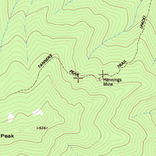 Topographic Map of Tanners Peak Trail, CA