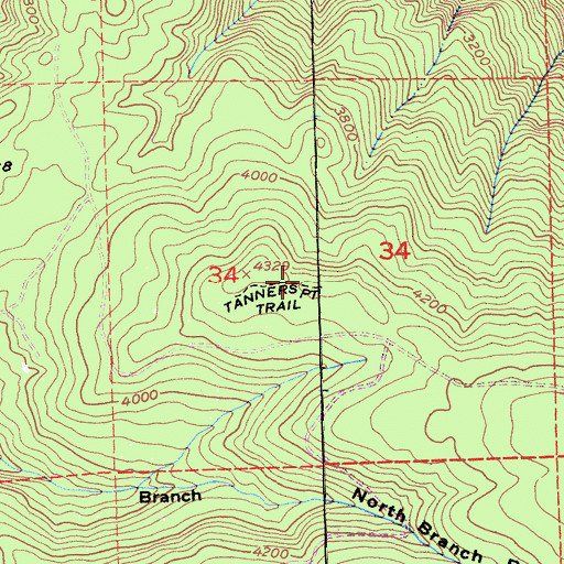 Topographic Map of Tanners Point Trail, CA