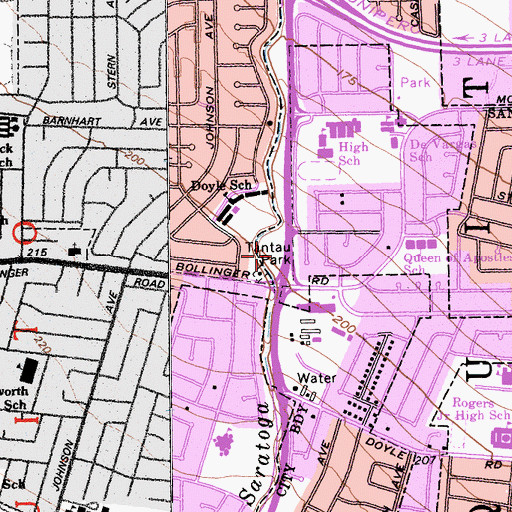 Topographic Map of Tantau Park, CA