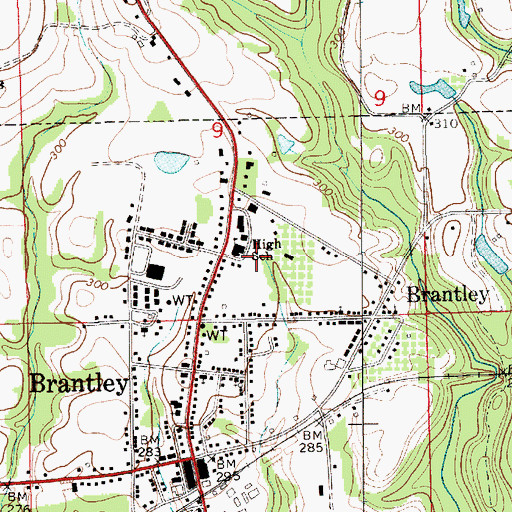 Topographic Map of Brantley Stadium, AL